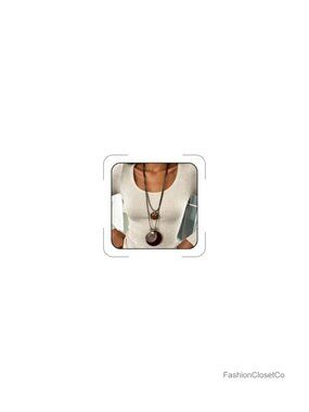 Long Boho Rope Leather Necklace Chunky Pendant Western Vintage Statement